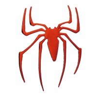 3D Tilted Left Metallic Red Spider